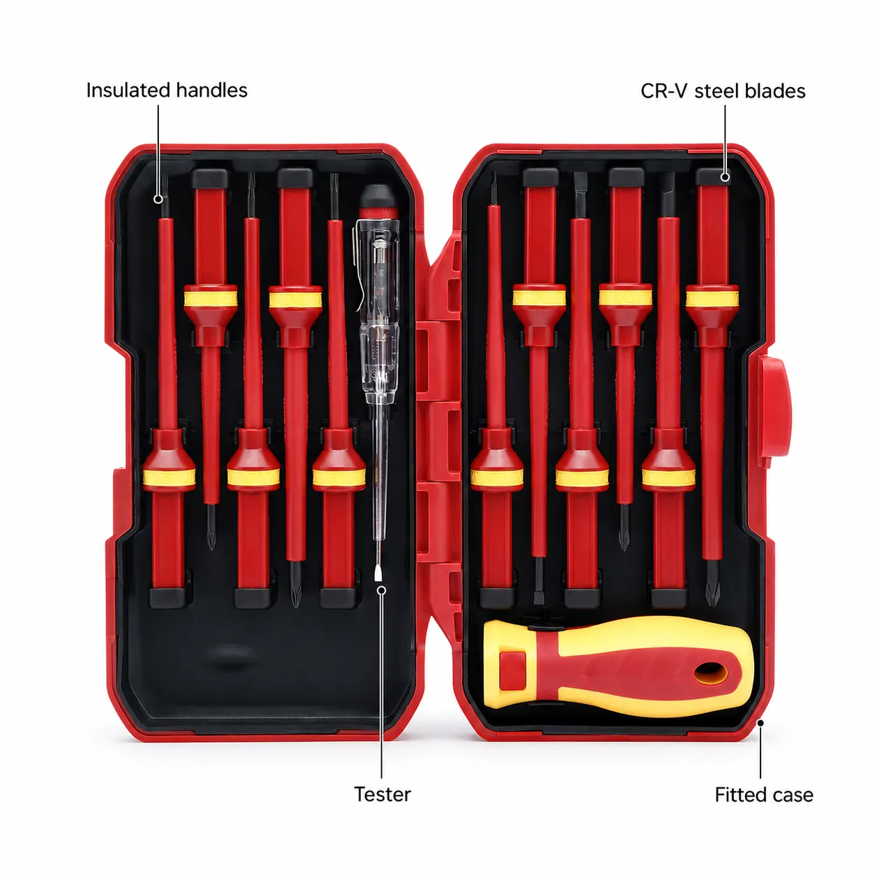 13-Piece Insulated Screwdriver Set controls and screen