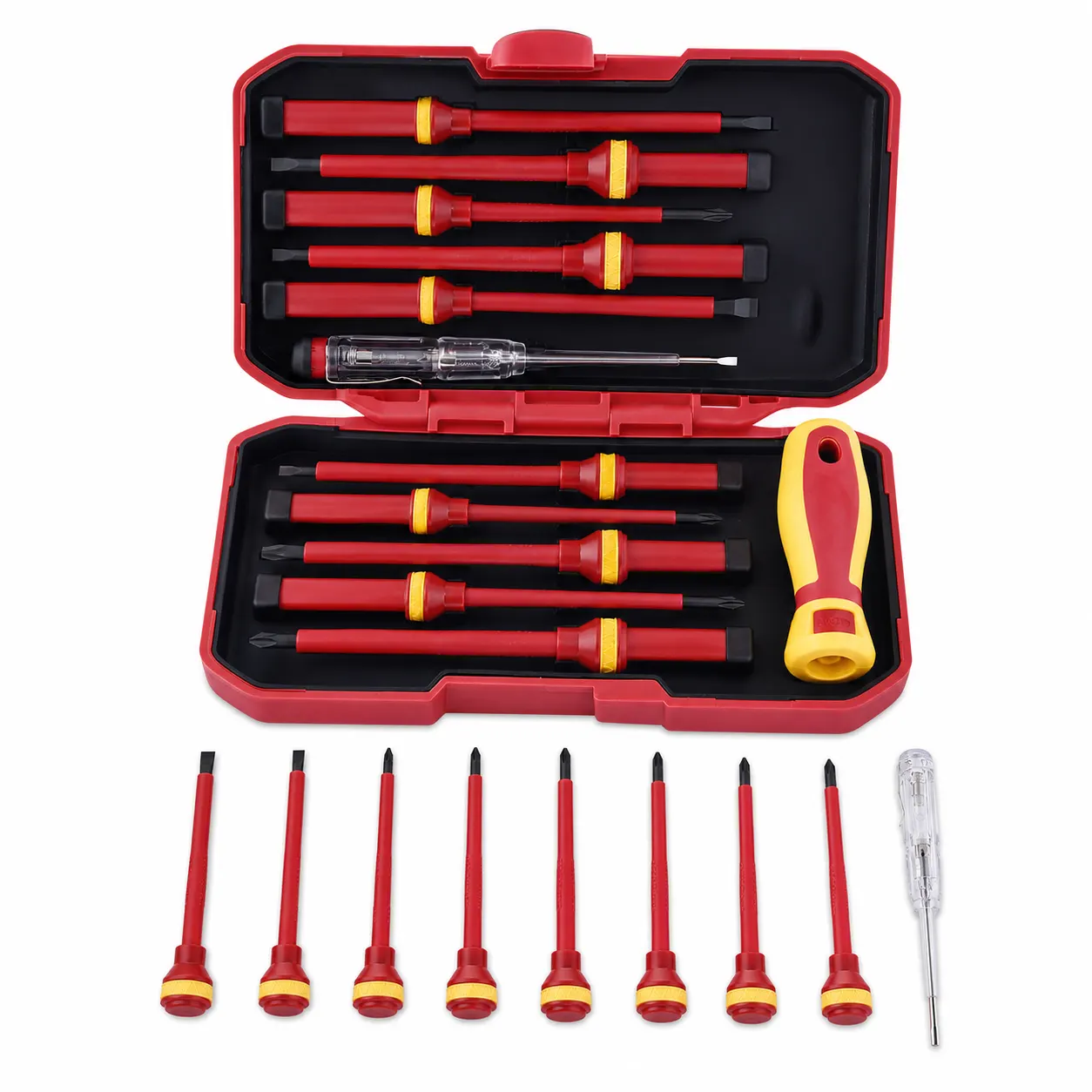 13-Piece Insulated Screwdriver Set and included accessories